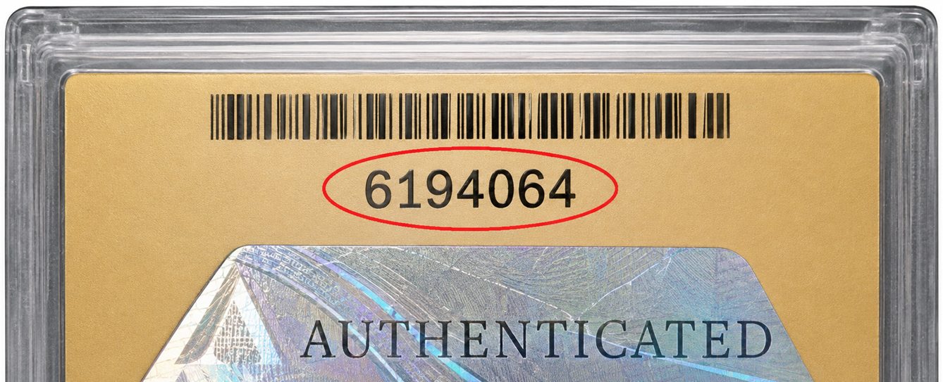 ANACS label showing where the serial number is (circled)